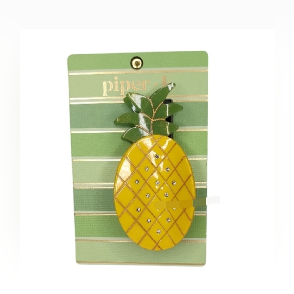 Piper K Rhinestone Pineapple Hairclip Yellow and Green